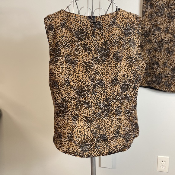 Emma James Black & Tan Print Sleeveless Top & Mid Skirt Size 14 - Picture 5 of 15